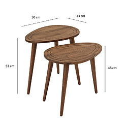 Avis Toilinux Lot de 2 tables d'appoint Théodore en bois massif - Marron