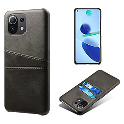 Coque en TPU + PU avec double porte-cartes noir pour votre Xiaomi Mi 11 Lite 5G/4G