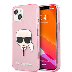 Karl Lagerfeld KLHCP13XKHTUGLP Coque pour iPhone 13 Pro Max 6,7' Rose pailleté Karl's Head