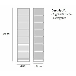 Inside 75 Colonne bibliothèque 6 étagères coloris gris graphite mat largeur 50 cm