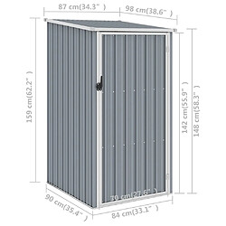 vidaXL Abri de jardin Gris 87x98x159 cm Acier galvanisé pas cher