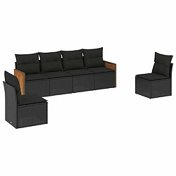 Maison Chic Salon de jardin 6 pcs avec coussins | Ensemble de Table et chaises | Mobilier d'Extérieur noir résine tressée -GKD20005