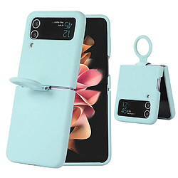 Coque en silicone anti-rayures avec anneau pour votre Samsung Galaxy Z Flip4 5G - bleu ciel