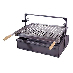 Visiodirect Support Barbecue avec tiroir et récupérateur de graisse, Bac avec Plaque pour Barbecue en Inox coloris Gris - 60 x 43 x 42 cm