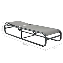 vidaXL Chaise longue Aluminium et textilène pas cher