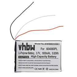 vhbw batterie remplace Becker 604060, 604060PL pour système de navigation GPS (1600mAh, 3.7V, Li-Polymère)