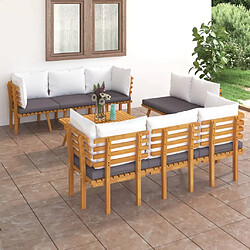 vidaXL Salon de jardin 8 pcs avec coussins Bois d'acacia solide