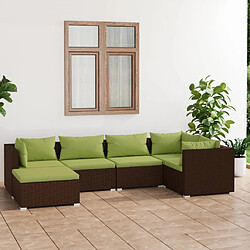 vidaXL Salon de jardin 6 pcs avec coussins Résine tressée Marron