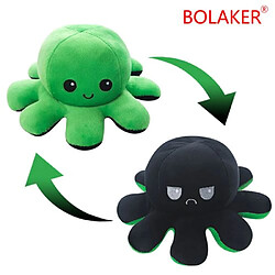 RedMiter Peluche douce pieuvre réversible BOLAKER® 20cm,Vert et noir