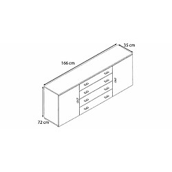 Avis Mpc Meuble Avec 2 Portes Et 4 Tiroirs, Blanc Mat/mûre Haute Brillance (166 X 72 X 35 Cm)