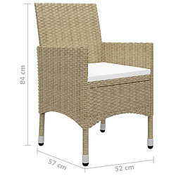 vidaXL Ensemble à manger de jardin 3 pcs Beige pas cher