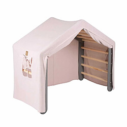 Acheter MeowBaby Grande Maison avec échelle pliable pour enfants. Bois, Lin, Coton, Maison rose, Échelle grise