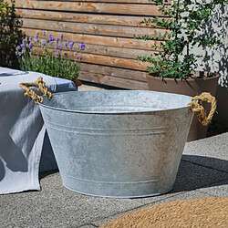 Esschert Design Jardinière bassine en zinc patiné.