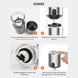 Universal Broyeur et filtre pour cafetière portable, cafetière électrique rechargeable USB(Argent) pas cher