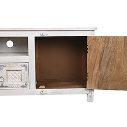 Avis Pegane Meuble TV en bois de manguier coloris blanc vieilli - Longueur 151 x Profondeur 40 x hauteur 60 cm