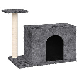 Helloshop26 Arbre à chat meuble tour grimper jouet grattage grattoir escalade plateforme avec griffoir en sisal foncé 51 cm gris 02_0022442