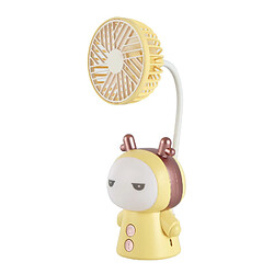 (Jaune) Mini Ventilateur de Conception de Poche de Dessin Animé de Charge Usb Lumière Pliable de Bureau Portable