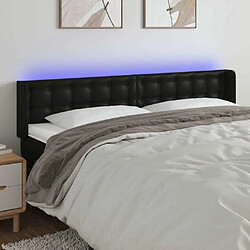 Maison Chic Tête de lit scandinave à LED,meuble de chambre Noir 203x16x78/88 cm Similicuir -MN47095