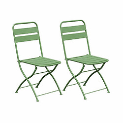 Mes Lot de 2 chaises de jardin pliables en métal vert - BACA