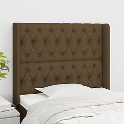 vidaXL Tête de lit avec oreilles Marron foncé 93x16x118/128 cm Tissu