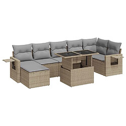 vidaXL Salon de jardin avec coussins 8 pcs beige résine tressée