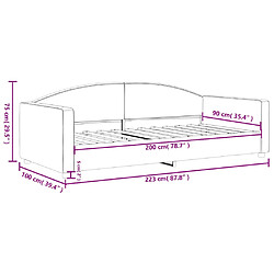 vidaXL Lit de repos sans matelas gris clair 90x200 cm tissu pas cher