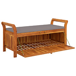 Helloshop26 Banc de jardin meuble de patio d'extérieur terrasse de rangement de jardin avec coussin 126 x 50 x 60 cm bois d'acacia 02_0011807