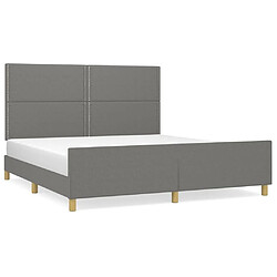 Maison Chic Cadre/structure de lit avec tête de lit pour adulte - Lit Moderne Chambre Gris foncé 180 x 200 cm Tissu -MN20140