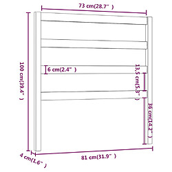 vidaXL Tête de lit Marron miel 81x4x100 cm Bois massif de pin pas cher