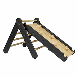 MeowBaby Triangle d'escalade avec Toboggan pour Enfants Structure d'escalade d'intérieur en Bois, Noir