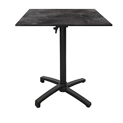 Restootab Table h90cm, pliable pour terrasse en Compact HPL décor dark 70x70