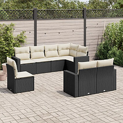 Maison Chic Salon de jardin 8 pcs avec coussins | Ensemble de Table et chaises | Mobilier d'Extérieur noir résine tressée -GKD61081