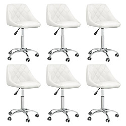 Maison Chic Lot de 6 Chaises pivotantes à manger,Chaises à manger,Chaises de cuisine salon blanc similicuir -MN91409