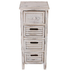 Mendler Commode / table d'appoint / armoire, 4 tiroirs, 30x25x74cm, shabby, vintage ~ blanc pas cher