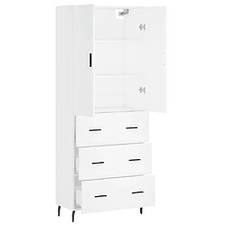 Avis vidaXL Buffet haut Blanc 69,5x34x180 cm Bois d'ingénierie