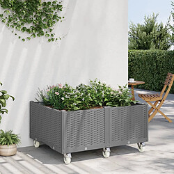 vidaXL Jardinière à roulettes gris clair 100x80x54 cm PP