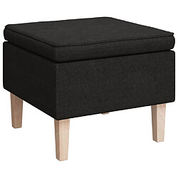 vidaXL Tabouret avec pieds en bois Noir Tissu