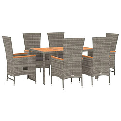 Avis Maison Chic Mobilier à dîner 7 pcs de jardin avec coussins - Ensemble table et chaises d'extérieur - Salon/Mobilier de jardin classique gris rotin -MN25143