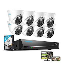 Reolink Kit Vidéo Surveillance avec 12MP 8X Dôme Caméra IP PoE et 16CH 4To NVR, Détection Personne/Véhicule, Vision Nocturne 30m avec Audio 