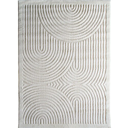 Thedecofactory NEW AGE DECO - Tapis de couloir motif arc en ciel en relief crème 80x200