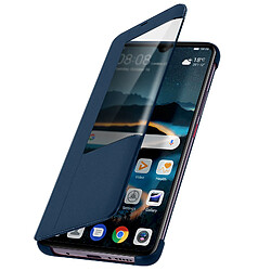 Avizar Housse Huawei Mate 20 Étui Grande Fenêtre Translucide Coque Rigide - bleu nuit