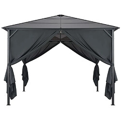 Maison Chic Tonnelle | Pergola avec rideau Aluminium 3x3 m Noir -GKD27058