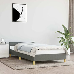 Maison Chic Lit adulte - Cadre Structure de lit avec tête de lit Contemporain Gris foncé 90x200 cm Tissu -MN92893