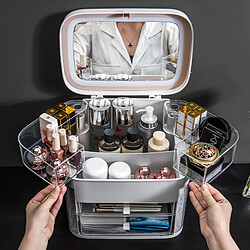 Universal Led miroir cosmétique organisateur coffret de maquillage portable coffret de bijoux grand conteneur de maquillage rouge à lèvres boîte de rangement de salle de bains