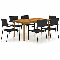 Salle à manger de jardin 7 pcs,Table et chaise à dîner Noir -MN90018