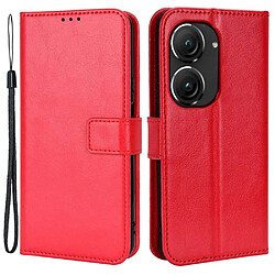 Htdmobiles Housse pour Asus Zenfone 9 5G - etui coque pochette portefeuille + verre trempe - ROUGE