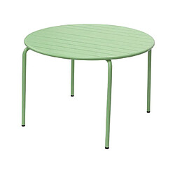 Avis Mes Ensemble table de jardin 110 cm + 4 fauteuils en métal vert - BACA