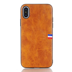 Wewoo Coque marron pour iPhone X PU Cuir Crazy Horse Texture drapeau Détail de protection arrière cas