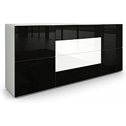 Mpc Buffet Moderne Blanc Et Noir Avec Façades Laquées Et Structure Mat