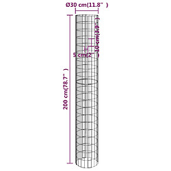 vidaXL Poteau à gabion circulaire Acier galvanisé Ø30x200 cm pas cher